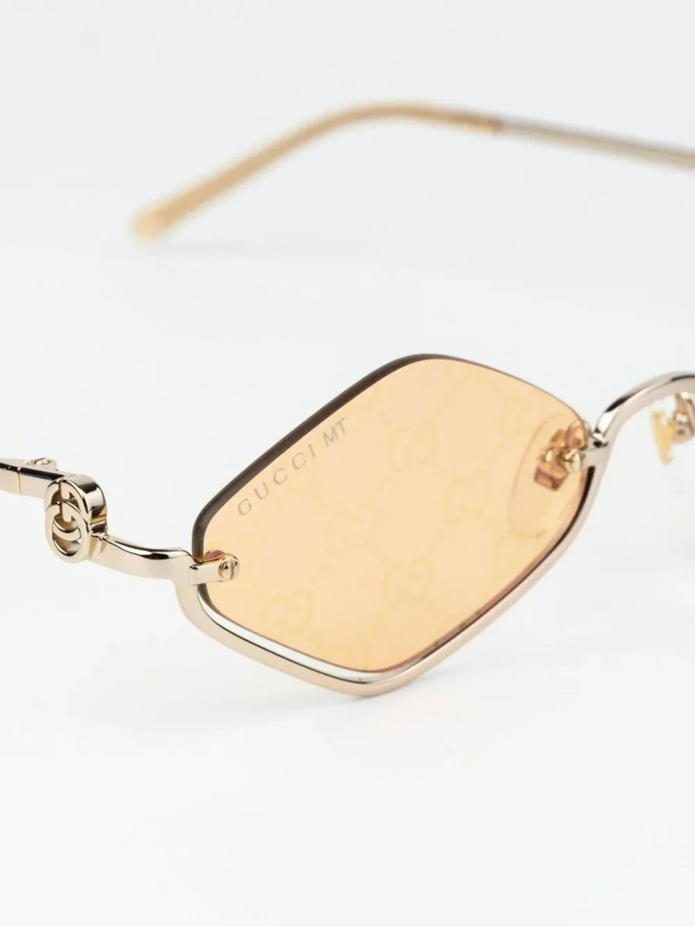 Gucci Men Sunglasses Gold Mirror GG Pattern Cat Eye GG1604S 004 NEW AUTHENTIC